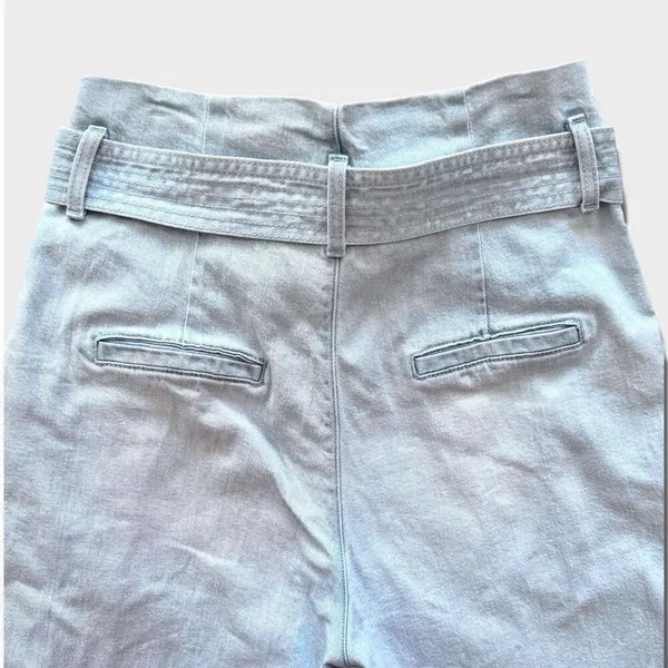 a new day Paperbag High Waist Tapered Jeans With Belt Light Blue Wash Sz 12 - Image 8