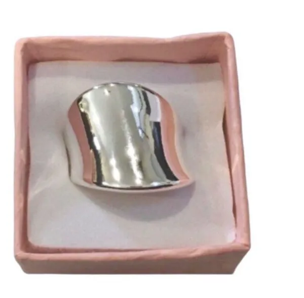 Concave Modern Cigar Band Sterling Silver 925 sz8 - Image 2