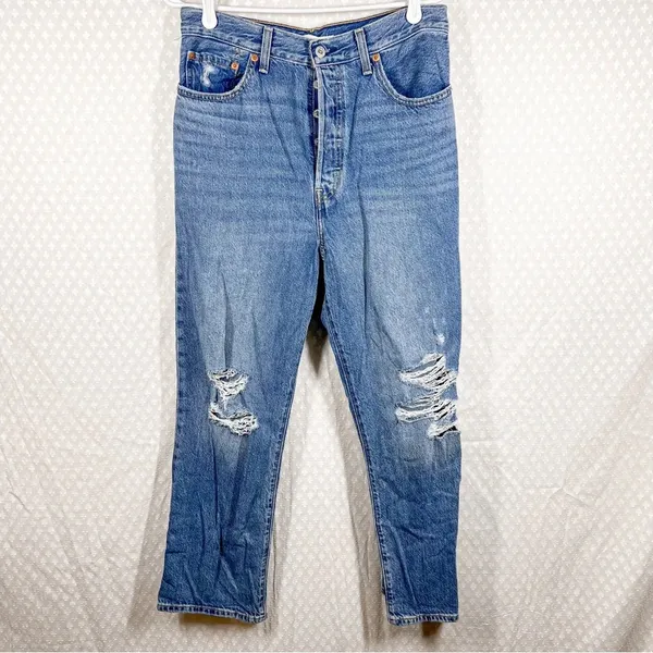Levi’s Premium‎ High Rise Distressed Ribcage Straight Ankle Jeans - Image 2