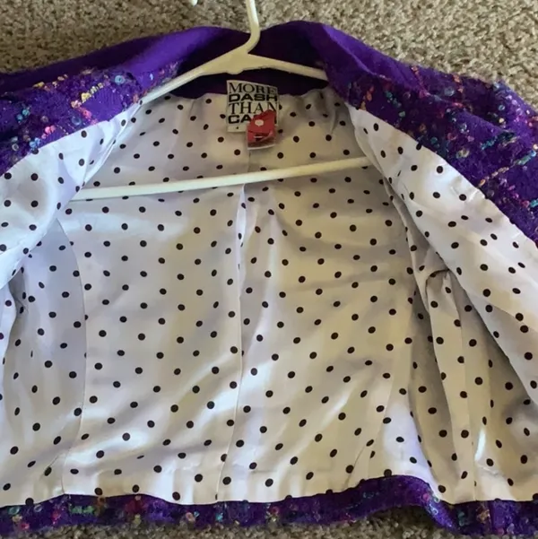 Vintage More Dash Than Cash Bouclé Purple Cropped Jacket - Image 4