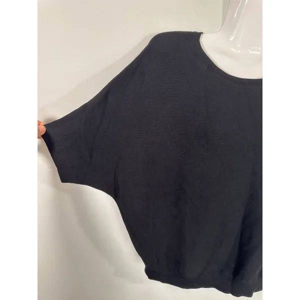 Quince Black Cotton Cashmere Batwing Short Sleeve Sweater Women Size M New - Image 4