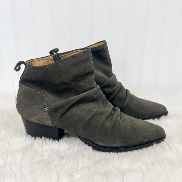 New KELSI DAGGER Brooklyn Ego Suede Slouch Ankle Boot Size‎ 7.5 Olive Green Boho - Image 2