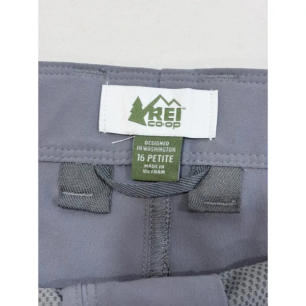 REI Co-op Savanna Trails Pants Womens 16 Petite Gray Hiking‎ Cargo Roll Up Hem - Image 2