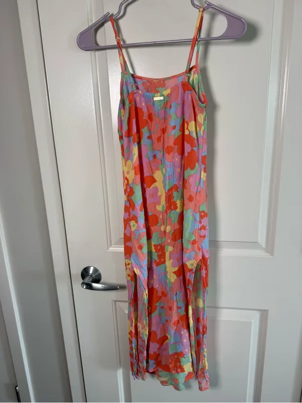 Billabong Floral Slip Midi Dress in Red, Pink, Yellow, Blue - Image 6