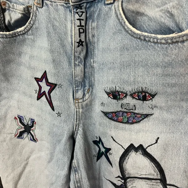 GARAGE baggy barrel jeans size‎ 26 customized distressed - Image 4