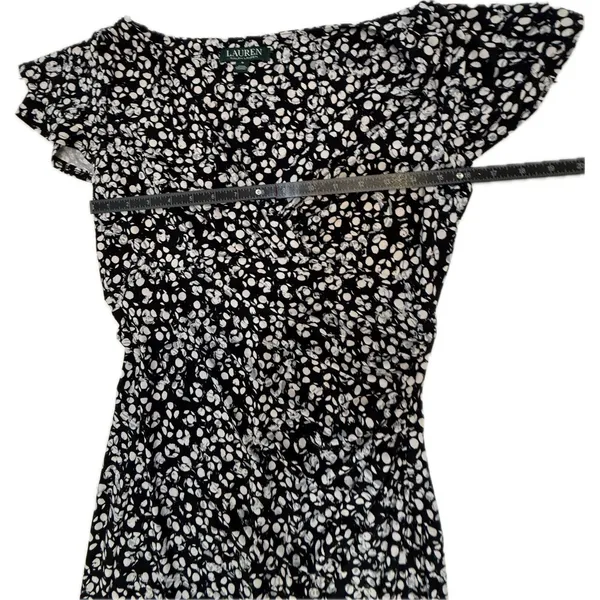Lauren Ralph Lauren Faux Wrap Dress V-Neck Flutter Sleeve Side Ruching 8 - Image 10