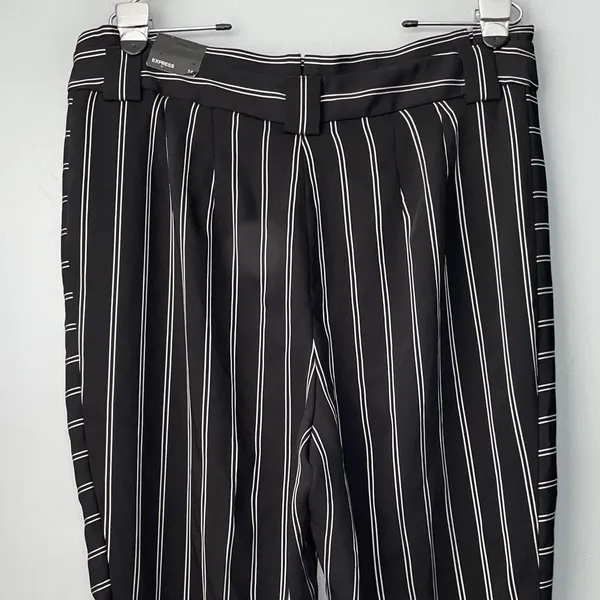 Express High Waist Pants Size 14 Black White Striped Pleated Paperbag Trouser - Image 3
