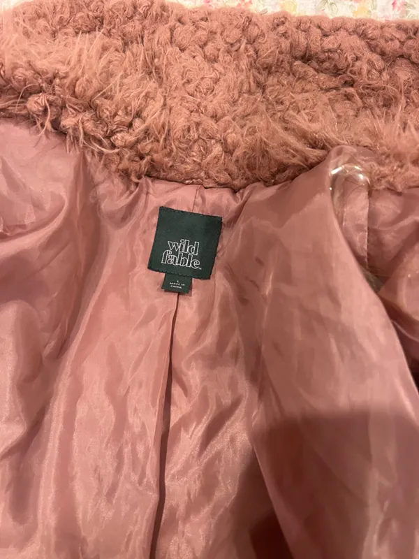 wild fable Rose Mauve Teddy Faux Fur Jacket - Image 4