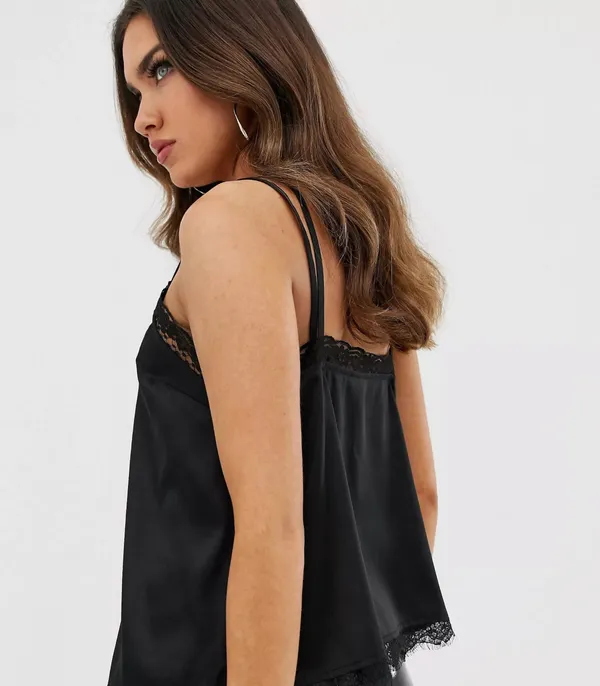 ASOS DESIGN Black Lace Satin Cami Top - Image 3