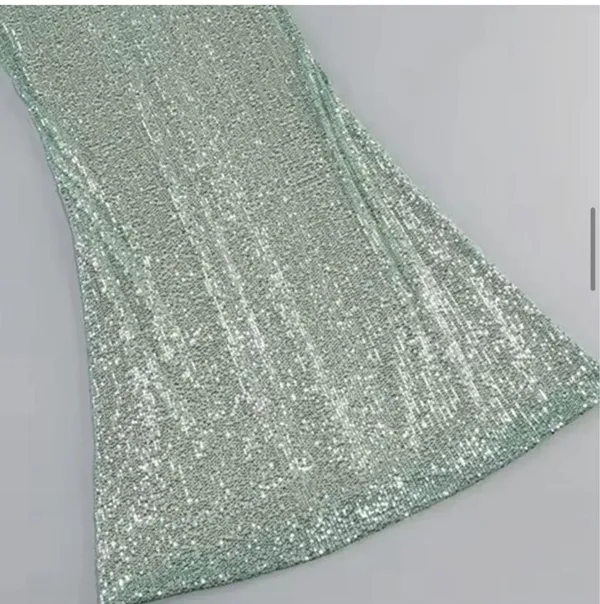 Sequin Halter V neck dress Green - Image 5