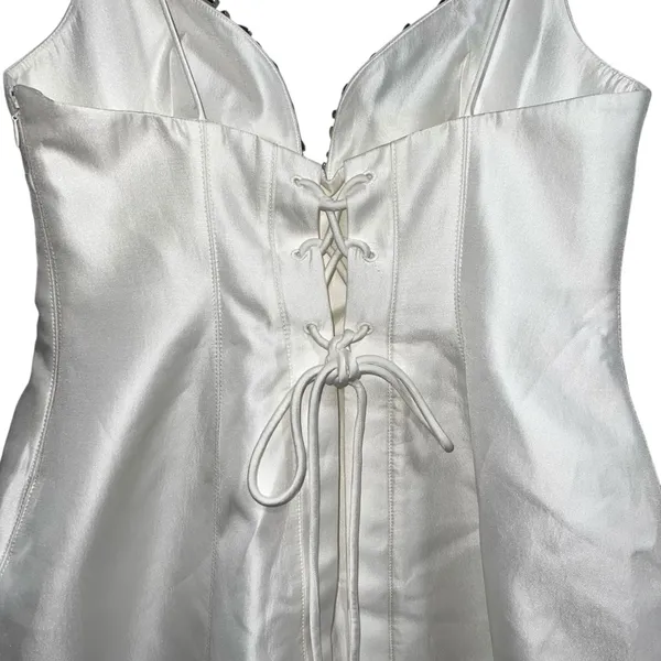 NEW NWT Acler Oakwood Rhinestone Embellished Mini Dress In Ivory - Image 10