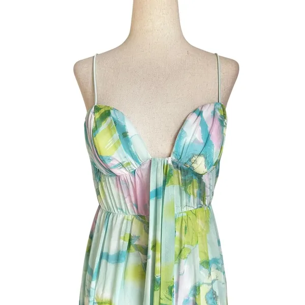 Asos Multicolor Lined Maxi Long Dress w/ Slit Women's Size 2 | 75-14 - Image 3
