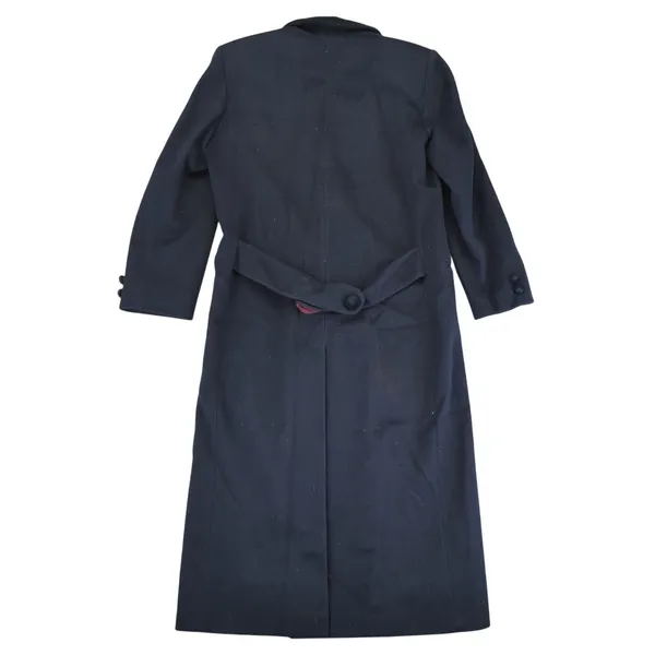 Vtg Charter Navy Blue Wool Long Coat Double Breasted‎ One Button Womens 6 Petite - Image 2