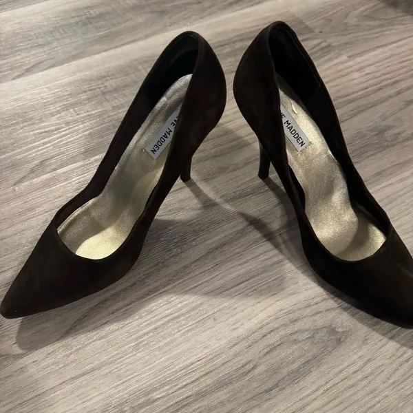 Steve Madden Size 8.5 Brown Suede Leather 4 Pointed Toe Heels - Image 3