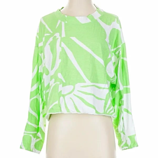 FP Movement Free People Abstract Cropped Tee Crew Neck L/S Size Small Oversized - Image 2