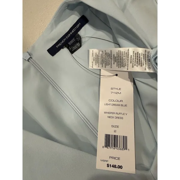 NEW French Connection Dress Womens 2 Light Blue Ruffle Going Out Party Minimal - Image 3