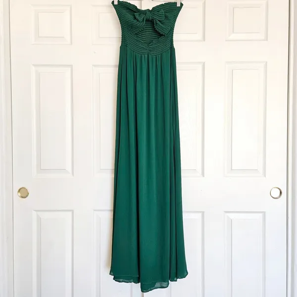 Reformation‎ Hibiscus Maxi Dress in Emerald Green Size Small Cut Out Bow Front - Image 5
