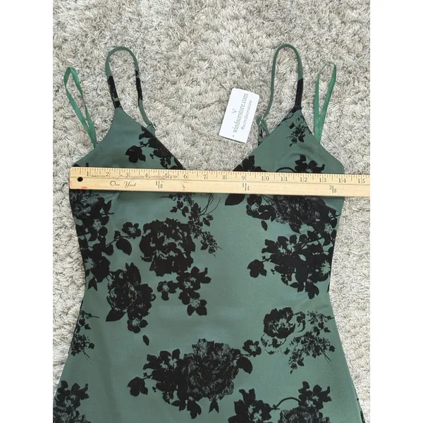 Windsor Women’s Green Velvet Floral Whimsigoth Dress Goth Grunge Stretch Size S NWT - Image 13