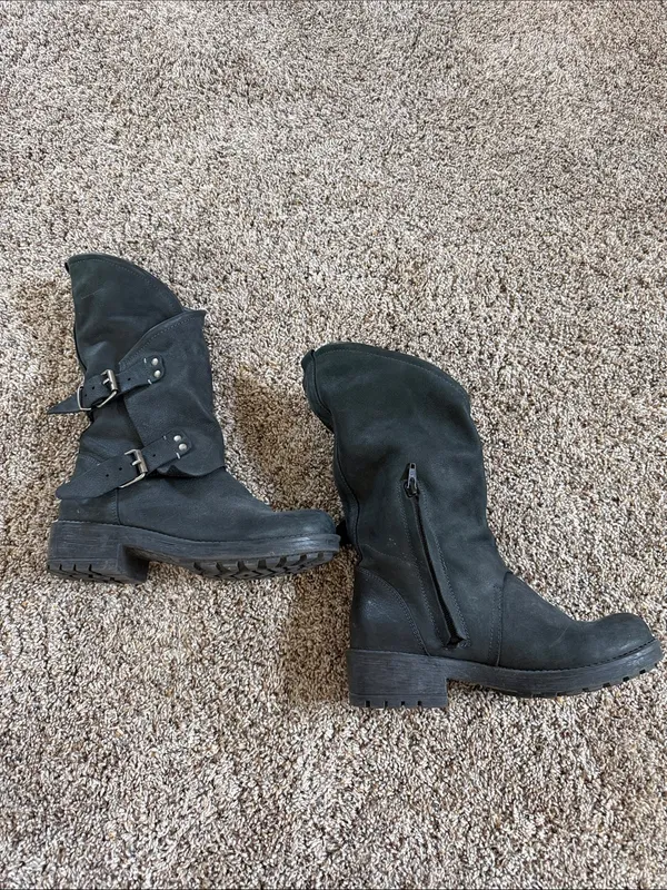 Coolway Black Mid-Calf Buckle Leather Boots - Image 3