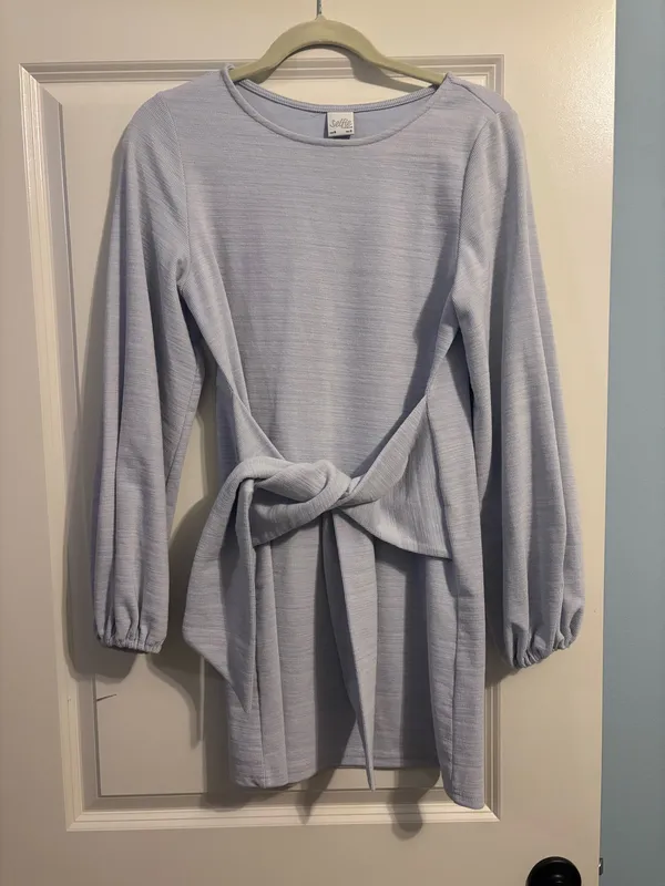 Selfie Leslie Rapt Waist Tie Bishop Sleeve Dress - Image 2