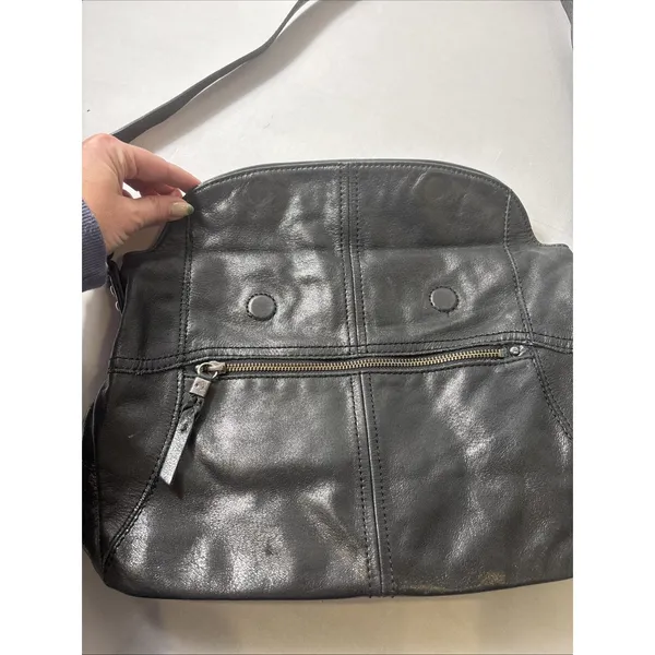The Sak Black 100% Leather‎ Purse Handbag Bag Magnetic Flap Foldover Soft - Image 3
