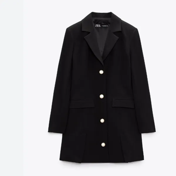 Nwot Zara Jacket Dress With Pearl Buttons Bloggers Fav Black Small - Image 7