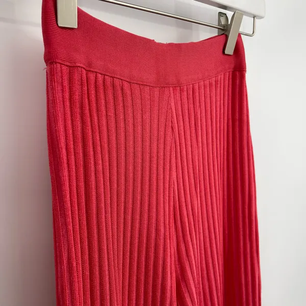 House of CB Rowena Ribbed Bandage Trouser Pants High Rise Pink Red S - Image 3
