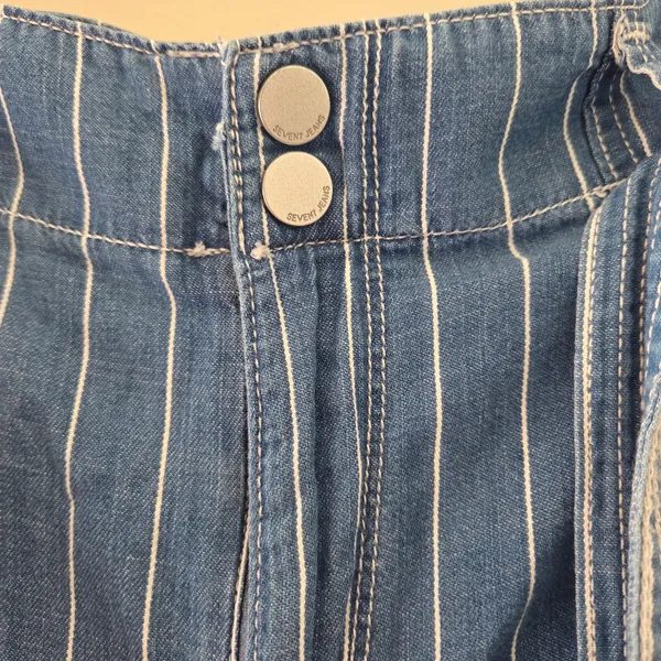 Seven7 Striped Tie Belt Waist Wide Leg Jeans - Image 5