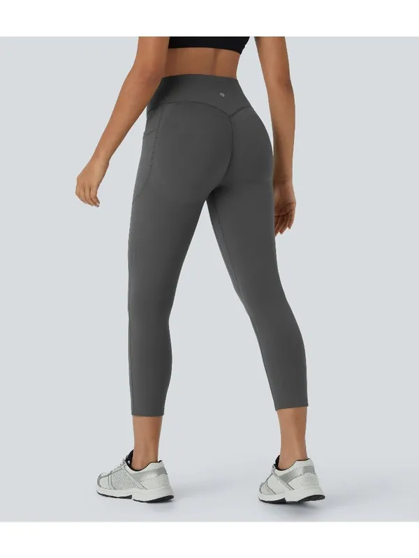 Halara UltraSculpt High Waisted Tummy Control Pocket Capri Leggings Gray XS - Image 2