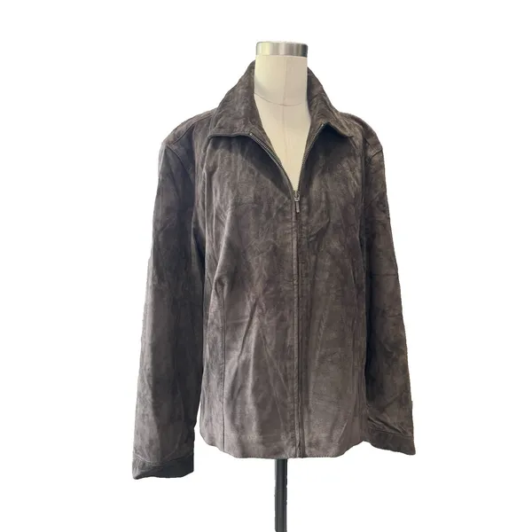 Chico’s Genuine Brown Suede Leather Zip Jacket 90s Y2K Minimalist⁠ size large - Image 11