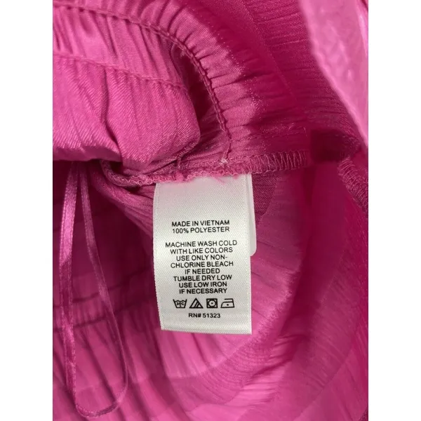 1.STATE‎ Hot Pink Shadow Stripe Puff Sleeve Shirred Waist Square Neck Top Sz M - Image 3
