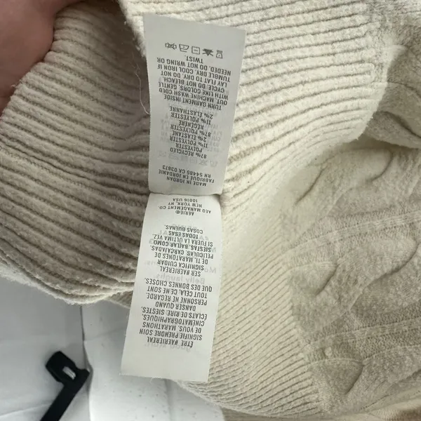 Aerie Cream Cable Knit Crew Neck Sweater Raglan Long Sleeve Ivory Medium - Image 5