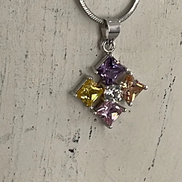 Boutique Sterling silver CZ pendant necklace. - Image 8