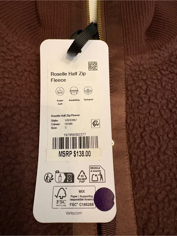 NWT Varley Roselle Half Zip Fleece small Deep Mahogany - Image 5