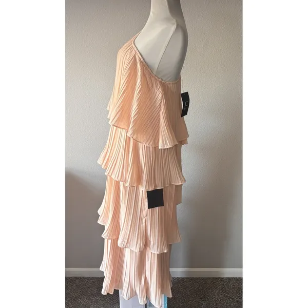 Lulus Blush‎ Pink One Shoulder Midi Tiered Dress Summer Wedding Vacation Medium - Image 5
