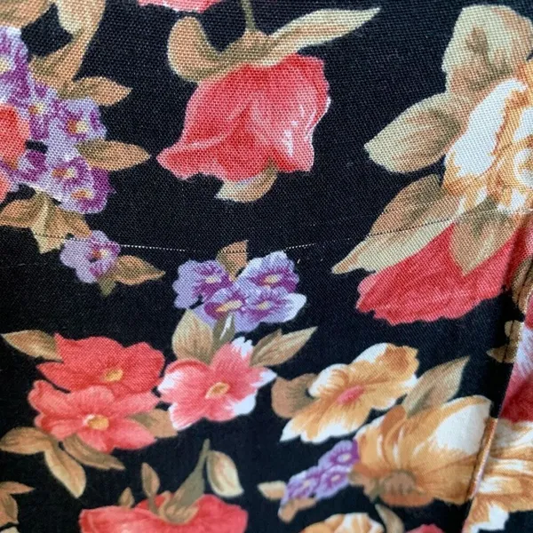 Vintage 90s Maxi Skirt Dark Floral Black Pink Cottagecore‎ Button Down XL - Image 7