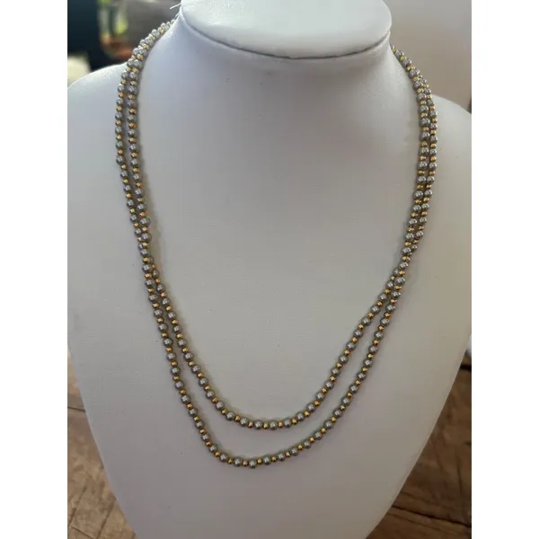 Gold & Silver-Tone Beaded Necklace With Lobster Clasp Closure - Image 3