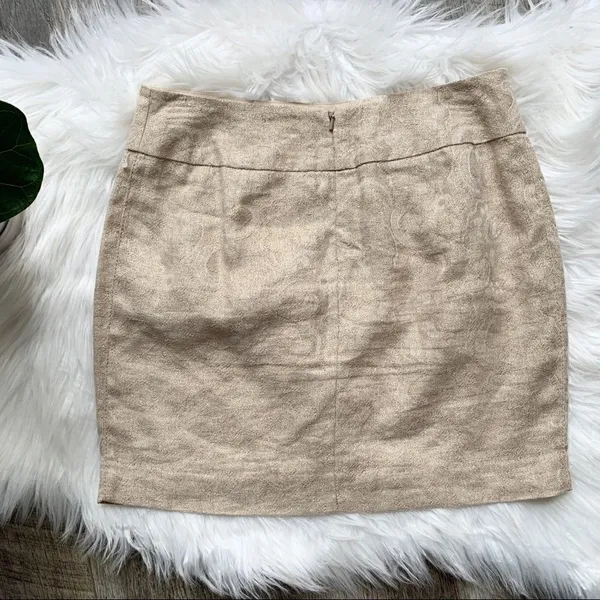 Michael Kors Cream and Gold Linen Skirt Size 4 - Image 2