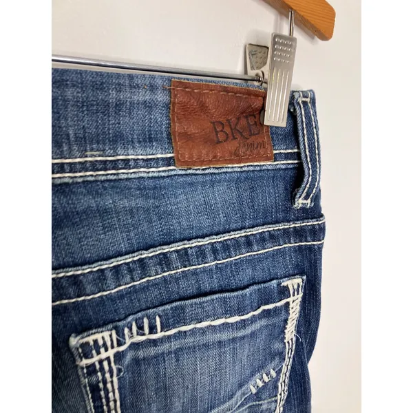 BKE Payton Bootcut Jeans Womens 28R Blue Excellent Contrast Stitch Distressed - Image 7