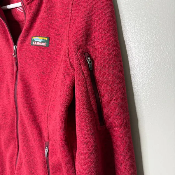 L.L. Bean Women’s Sweater Fleece Full Zip Jacket Red‎ Size Small - Image 7