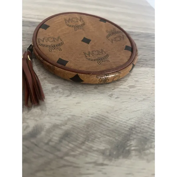Mcm Vintage Round Coin Purse Wallet Monogram Visetos Circle Pouch - Image 4