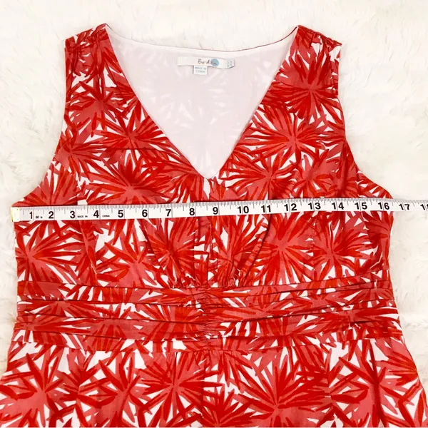 BODEN Red Orange Floral‎ Print Sleeveless Cotton Sheath Dress Size 6 Petite - Image 10