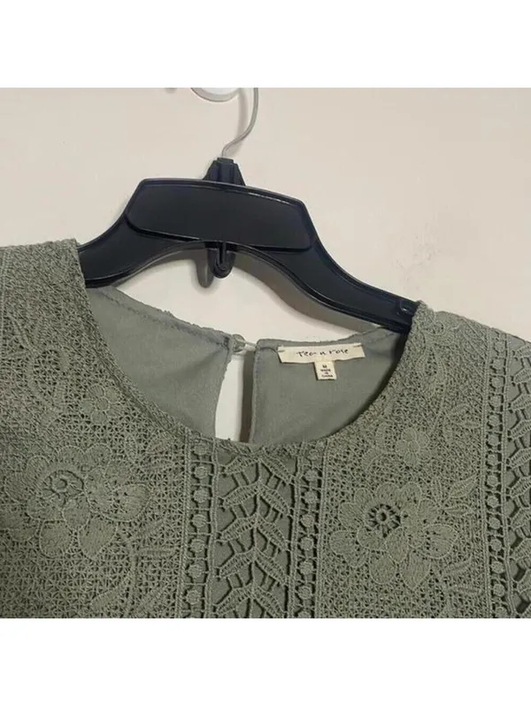 Tea n rose green lace crochet short sleeve midi dress prairie boho modest - Image 2