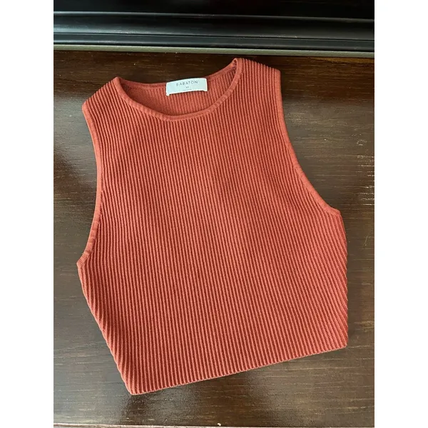 Aritzia Babaton Sculpt Knit‎ Crop Top Size XS Rust - Image 2
