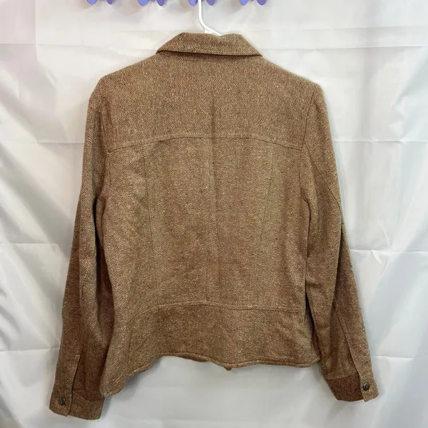 Christopher & Banks women's tweed knit‎ speckled zip collared faux pocket jacket - Image 7