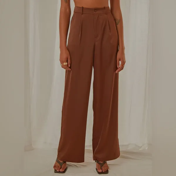 Peppermayo Milano Satin Pant in Chocolate Brown Size 6 New with tag - Image 3