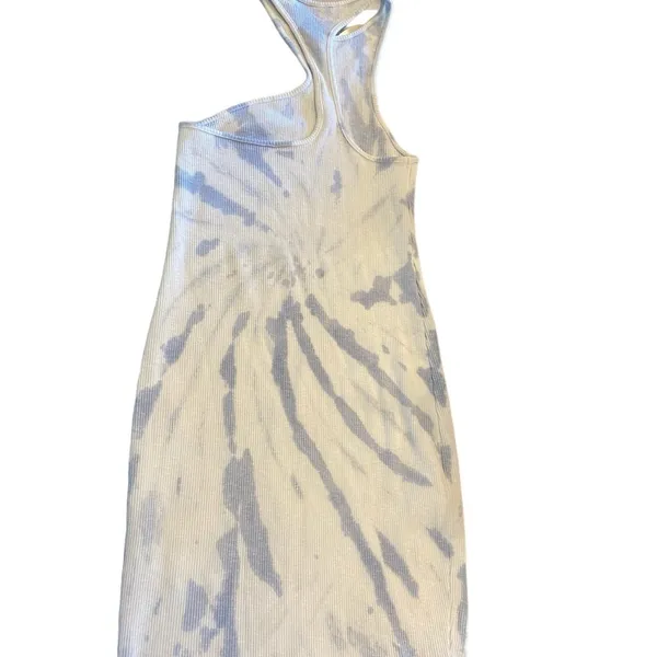 Zara asymmetrical ribbed baby blue and white tie dye tank dress beach vacation - Image 10