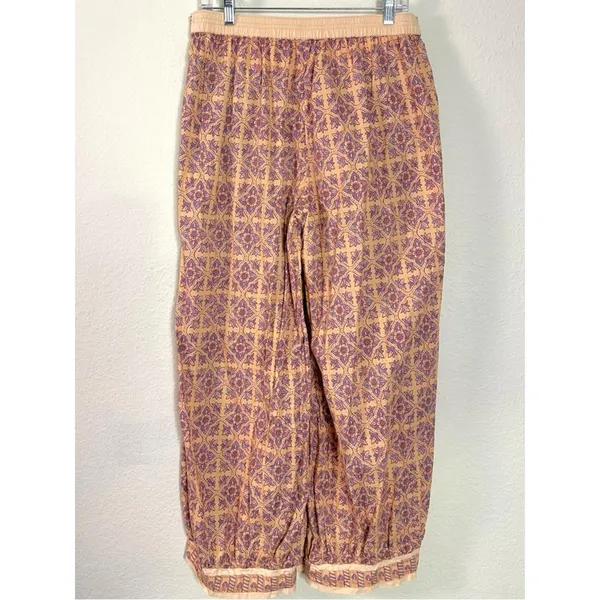 Free People Bohemian Wide Leg Lantern Laurel Canyon Pants Apricot Combo Medium - Image 6