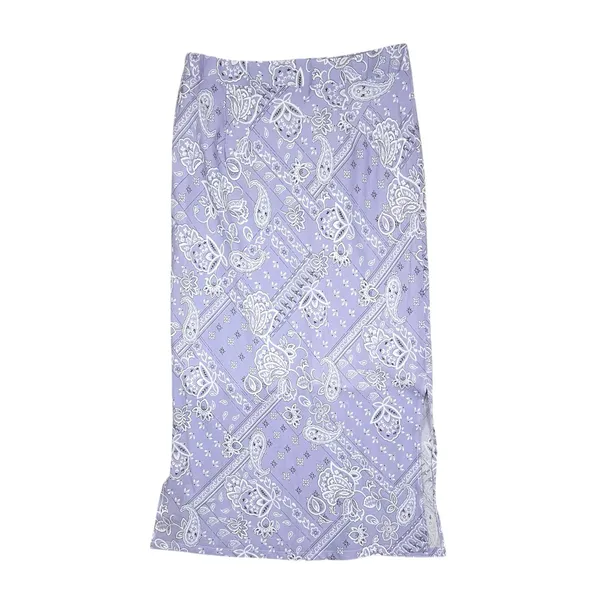 Princess Polly Elaine Midi Skirt in Lavender Purple Bandana Print Size 4 - Image 4