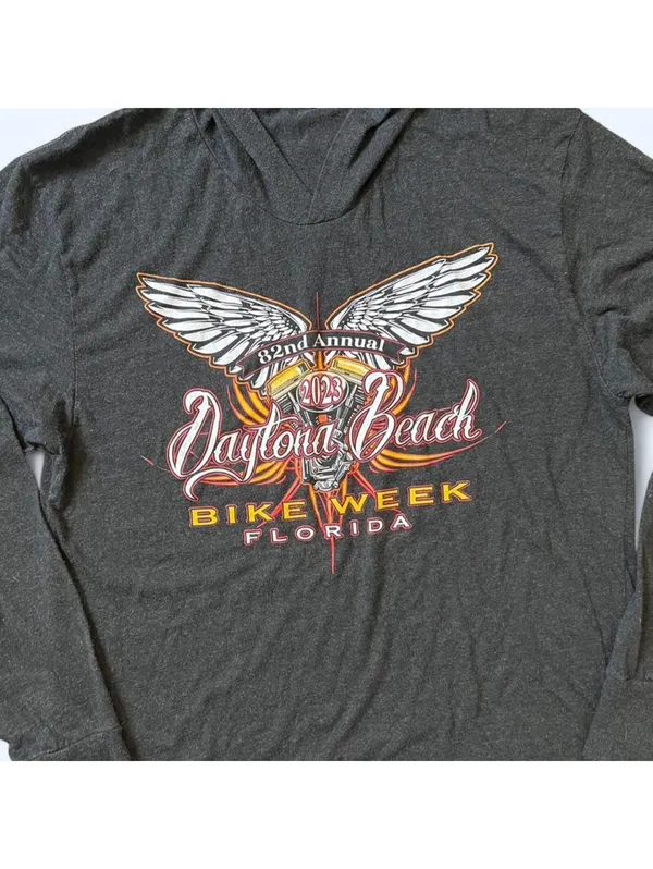 Daytona Beach Bike Week Florida graphic hoodie long sleeve tee Size Medium - Image 2